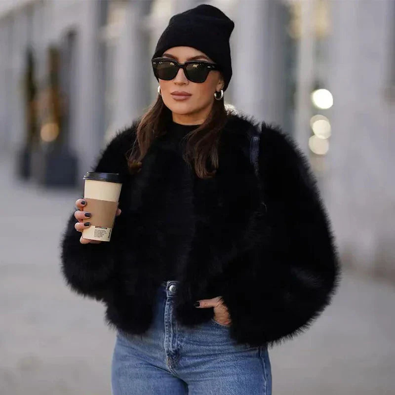 Casual faux fur jacket for women