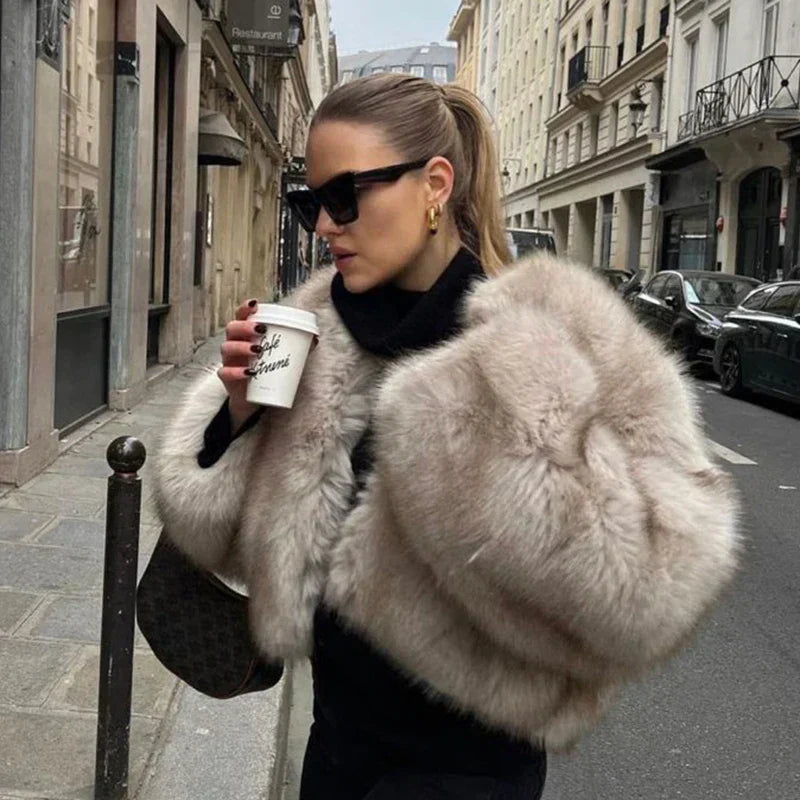 Casual faux fur jacket for women