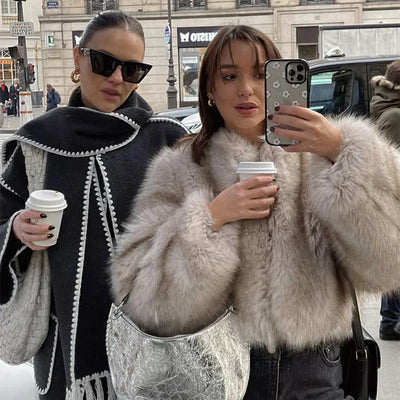 Casual faux fur jacket for women