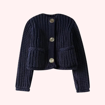 Casual o-neck knitted sweater with decorative buttons for women